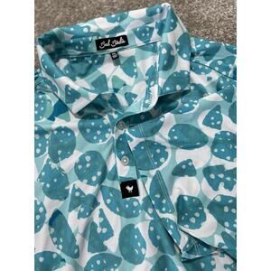 BAD BIRDIE Men’s 2XL Bam Bam Teal Blue Short Sleeve Performance Golf Polo